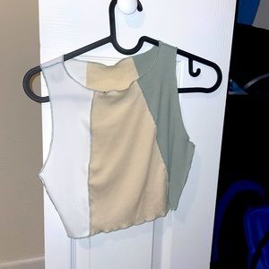 Tank top white, beige, and teal